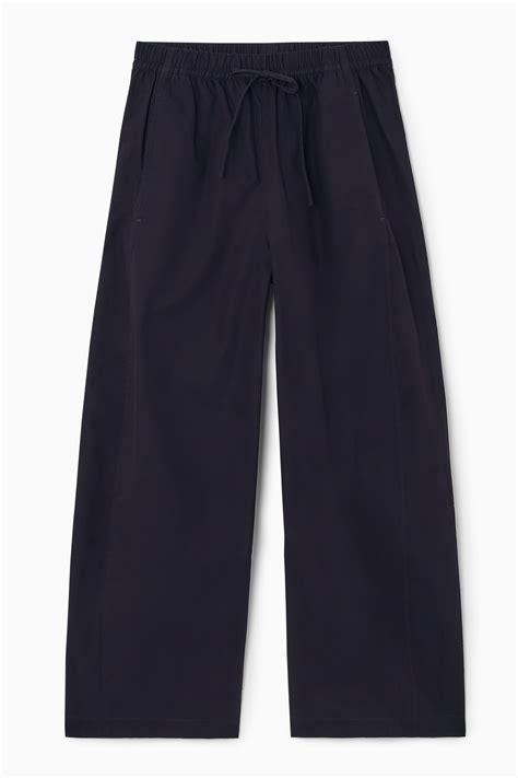 Elasticated Barrel Leg Trousers Navy