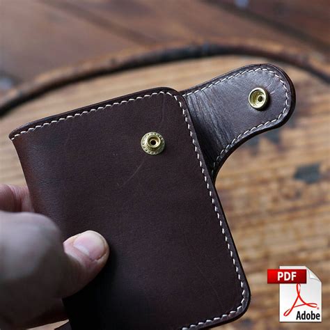 Leather Vertical Snap Wallet Digital Pdf Template Set Etsy