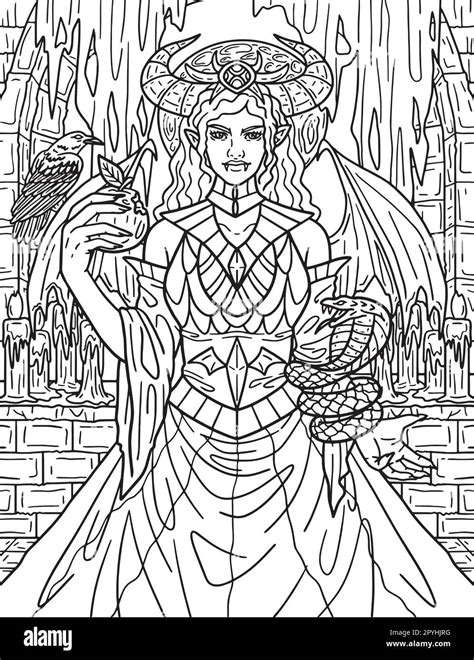 Halloween Succubus Coloring Page For Adults Stock Vector Image And Art