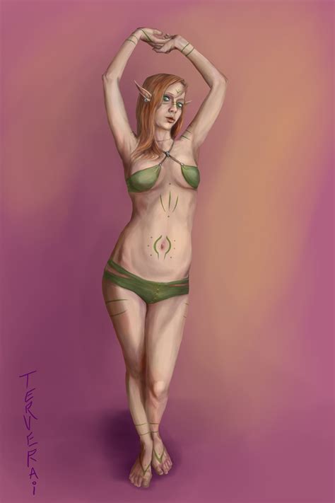 Fantasy Pin Up Tattooed Wood Elf By Terverai Hentai Foundry