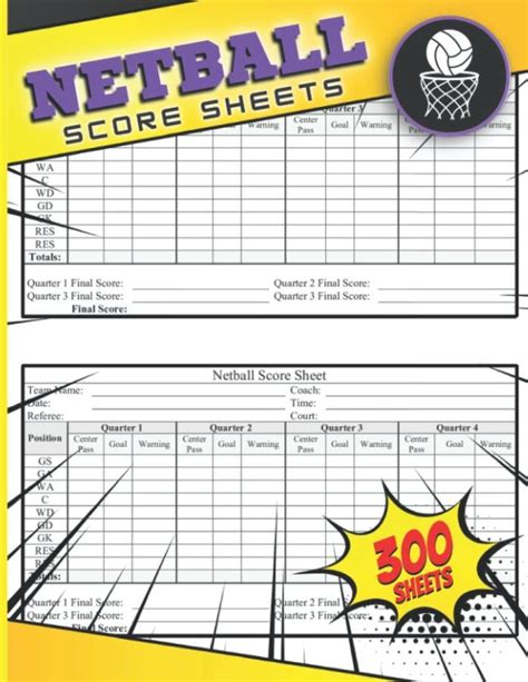 Netball Score Sheets Sheets Large Size X Inch Netball