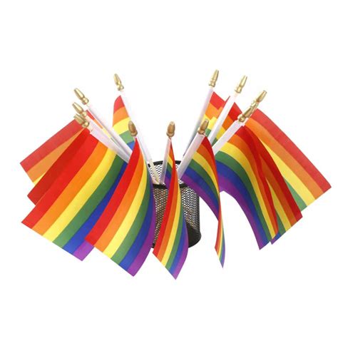 Amazon Pack Small Pride Rainbow Gay Stick Flag Mini Handheld Lgbt Flags X Inch Patio