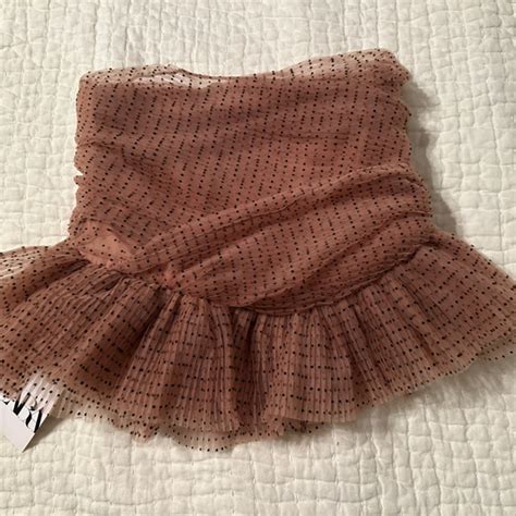 Zara Tops Nwt Zara Nude Tulle Crop Top Bloggers Fave Black Dots Size Xs Poshmark