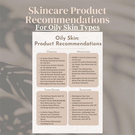 oily skin care guide printable product list  serums toners