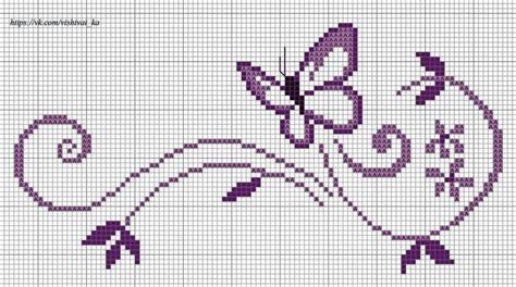 A Cross Stitch Pattern With An Owl And Butterfly On It S Head In Purple