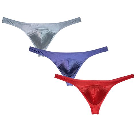 Botmois Pack Men S Shiny Thongs Mini Bikini G String Underwear Bulge Pouch Tangas Low Rise