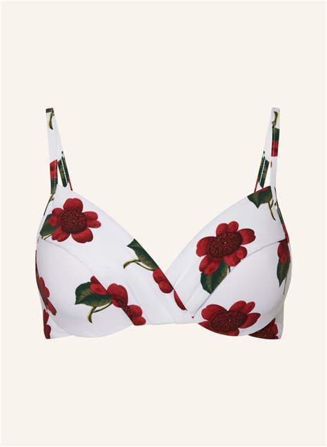 Maryan Mehlhorn B Gel Bikini Top The Bloom In Weiss Dunkelrot Dunkelgr N