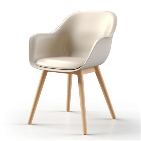 Premium Photo White Chair With Wooden Legs And A Beige Seat