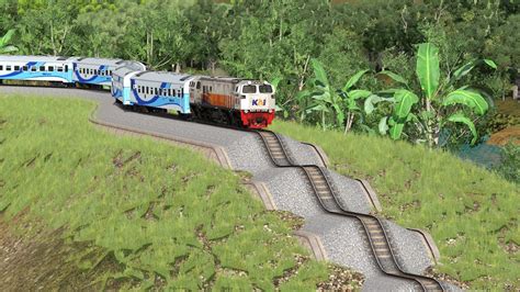 Kereta Api Berjalan Di Rel Tebing Tangga The Train Runs On Rails