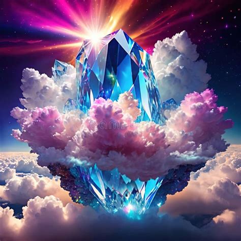 Crystal Cloud Glittery Colorful Abstract Background Illustration Stock