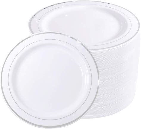 Amazon Wdf Pieces Gold Plastic Plates Ivory With Gold Rim