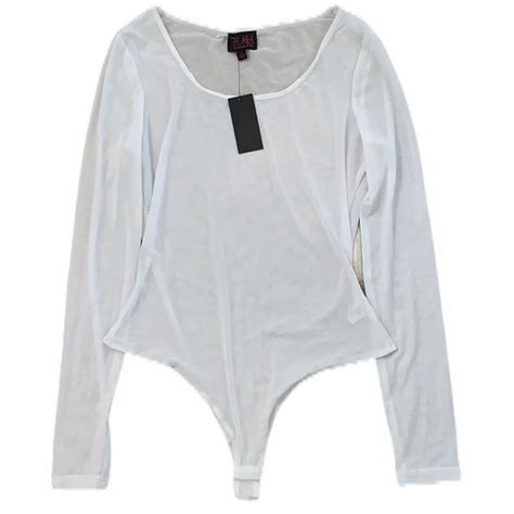Hot Miami Styles Tops Nwt Hot Miami Styles White Mesh Long Sleeve Bodysu Poshmark