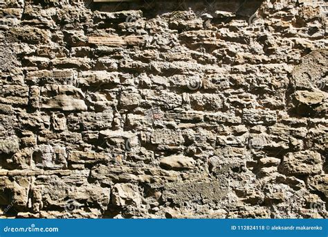 Bergamo Italy Stone Wall Old Overgrown With Green Plants Stock Photo