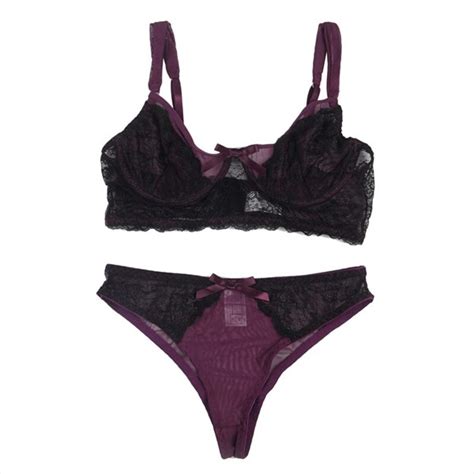 Black Bra Set Lingerie Set Plus Size Lace Open Bust Bra And Garter