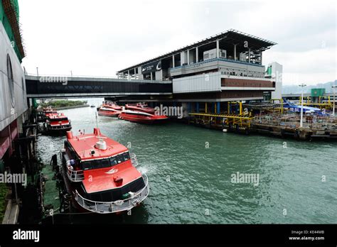 The Hong Kong Macau Turbojet Ferries Docking At The Station Stock