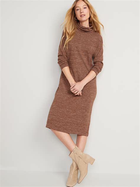 Long Sleeve Turtleneck Midi Sweater Shift Dress For Women Old Navy