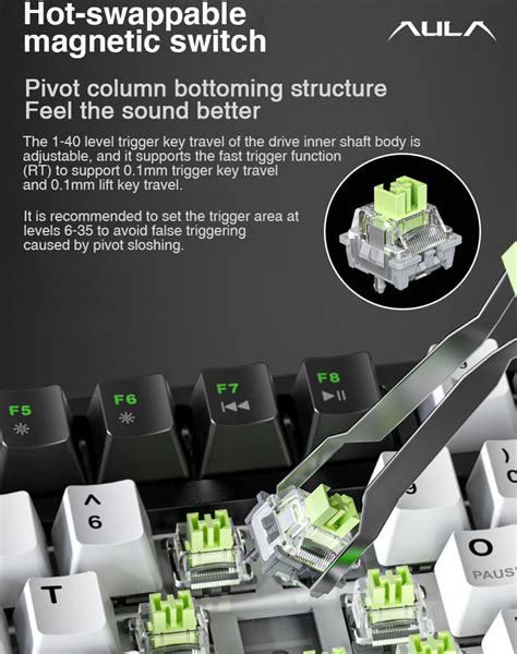 Aula F X Mechanical Keyboard Keys Tri Mode Rgb Hot Swap Magnetic Swicth Support Driver