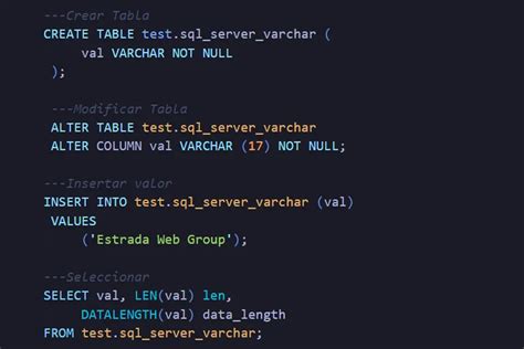 Tipos De Datos VARCHAR De SQL Server Estrada Web Group