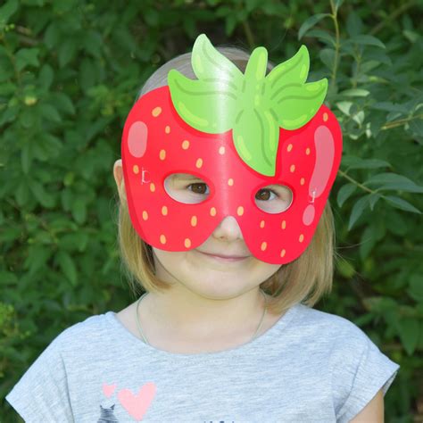 Strawberry Mask Printable, Fruit Paper Mask, Fruit Birthday Photo Props ...