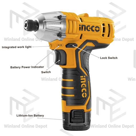 Ingco By Winland Lithium Ion Cordless Pc Combo Kit Cordless Impact