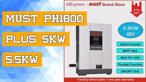 Must Ph1800 Plus 5kw 55kw 48v Home Hybrid Mppt Solar Inverter Built In