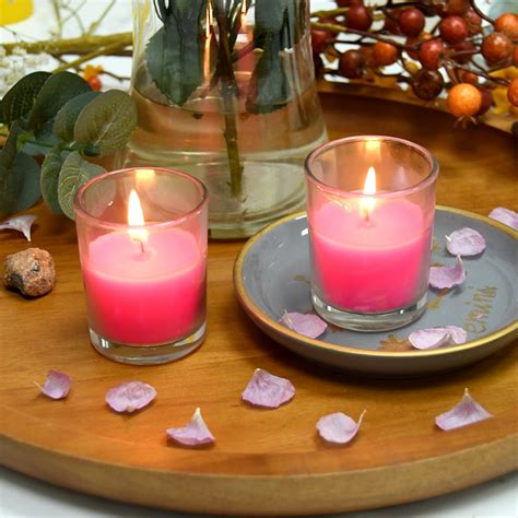 Hot Pink Round Glass Votive Candles 96pcs Case Bulk