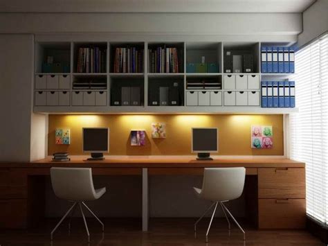 2 Person Office Desk Office Desk For Two People With Wall Shelves