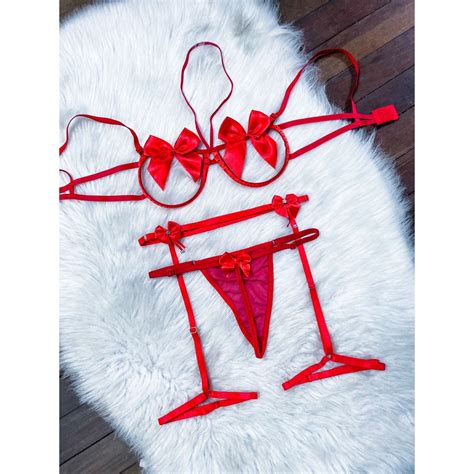 Conjunto De Lingerie Cinta Liga Suti Aro La O E Calcinha Fio Dental Regul Vel De Tule