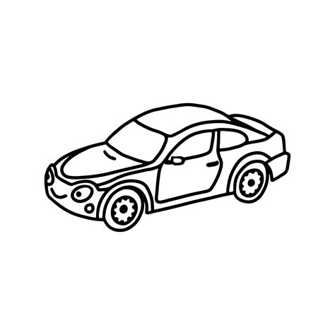 Funny toy car in black outline style on a white background. Coloring ...