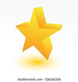 D Golden Star On White Background Stock Vector Royalty Free