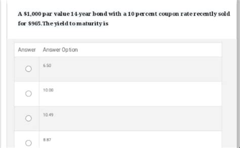 Solved A 1000 Par Value 14 Year Bond With A 10 Percent Coupon