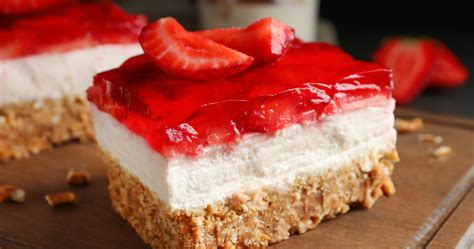 Strawberry Pretzel Cheesecake Bars 48 Minutes Chill Time Recipe