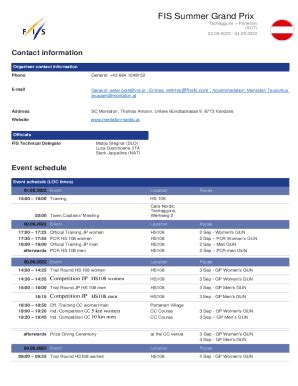 Fillable Online Fis Nordic Combined Tschagguns Aut Event Details