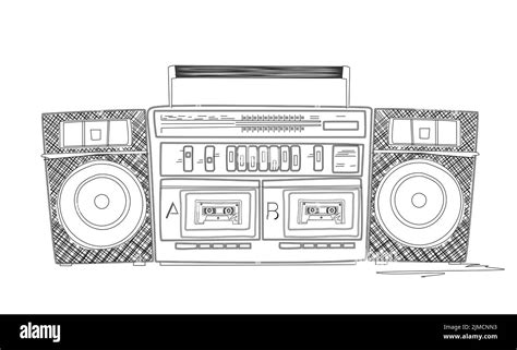 Vintage Stereo Boombox Radio Over White Background Vector Illustration