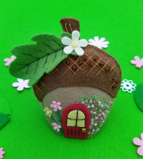 Fairy Acorn House In 2024 Felt Ornaments Felt Crafts Patterns Fairy