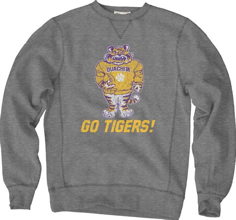 Go Tigers Quarterback Sanded Fleece Crewneck Ouachita Campus Store