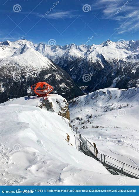 Viewpoint at Mountains Ski Resort Bad Gastein, Austria Editorial Stock