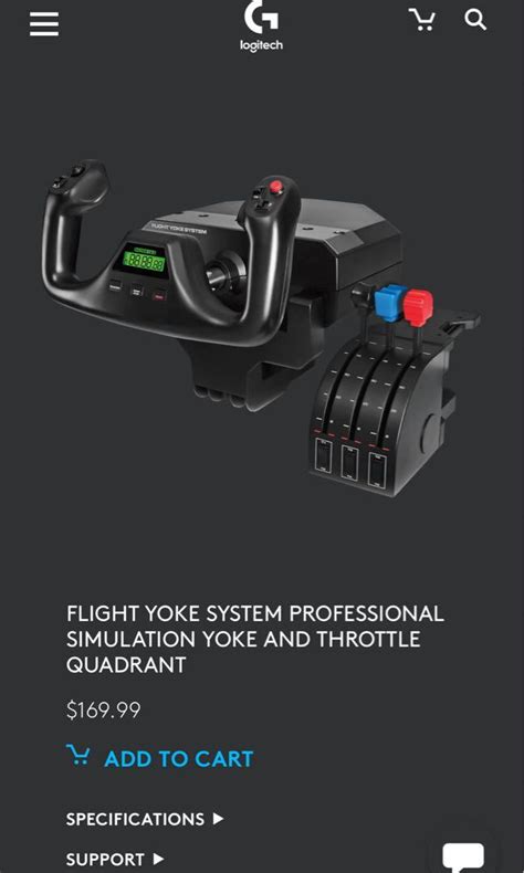 logitech flight yoke system professional simulation yoke  throttle