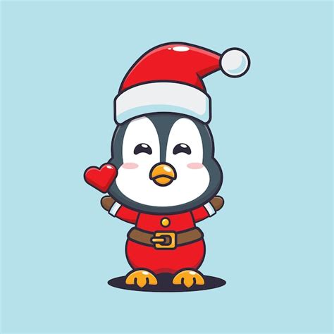 Pinguim Fofo Vestindo Fantasia De Papai Noel Ilustra O Bonito Dos