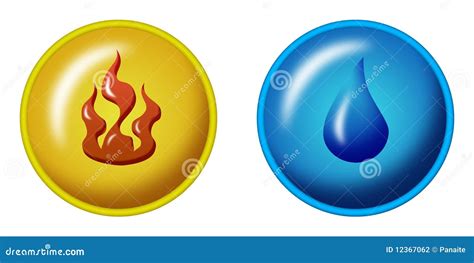 Fire and water symbols stock illustration. Illustration of icons - 12367062