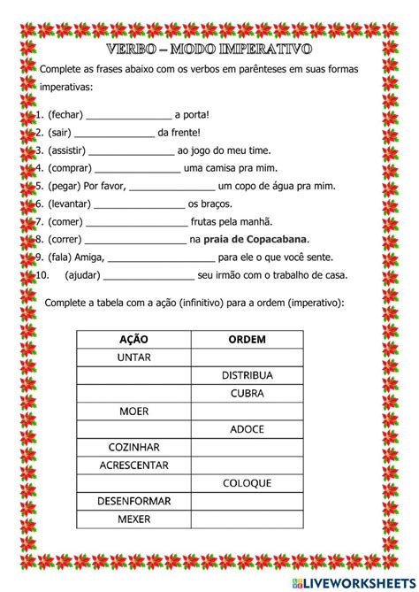 Verbo Imperativo Worksheet Artofit