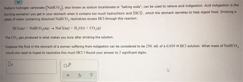 Solved Sodium Hydrogen Carbonate NaHCO Also Known As Chegg