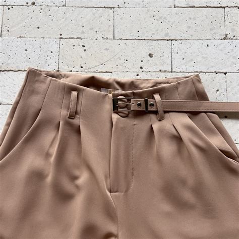 CALÇA ALFAIATARIA PANTALONA CINTO FINO NUDE Dondoca Moda Feminina