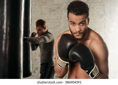 Darkskinned Guy Naked Torso Boxing Gloves Stock Photo 386904391 Shutterstock
