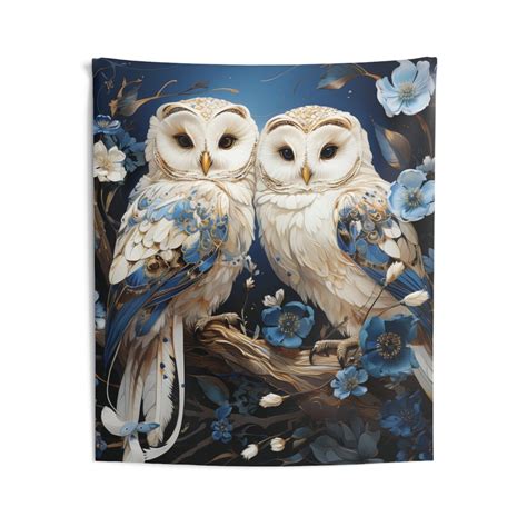 Magnificent Owl Wall Tapestry Owl Decor Wall Owls Couple Tapestry T