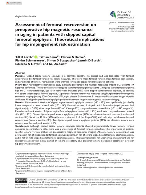 (PDF) Assessment of femoral retroversion on preoperative hip magnetic ...