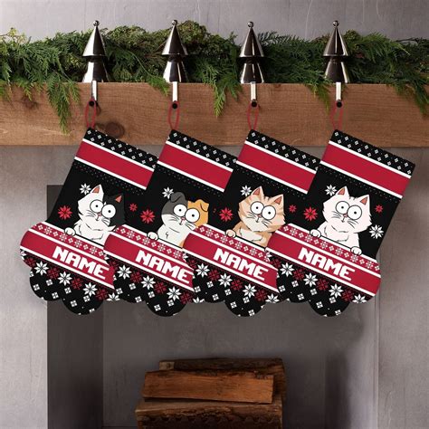 Personalized Cat Christmas Stockings Cat Paw Christmas - Etsy