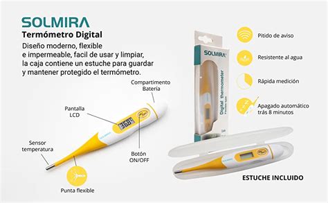 Solmira Term Metro Digital Amarillo Alta Precisi N A Prueba De Agua