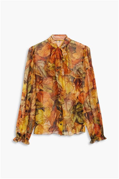 Dolceandgabbana Pussy Bow Floral Print Silk Chiffon Blouse The Outnet