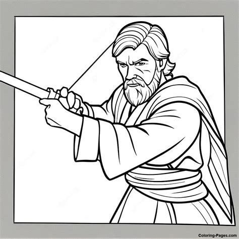 Obi Wan Kenobi Lightsaber Duel Coloring Page Coloring Pages